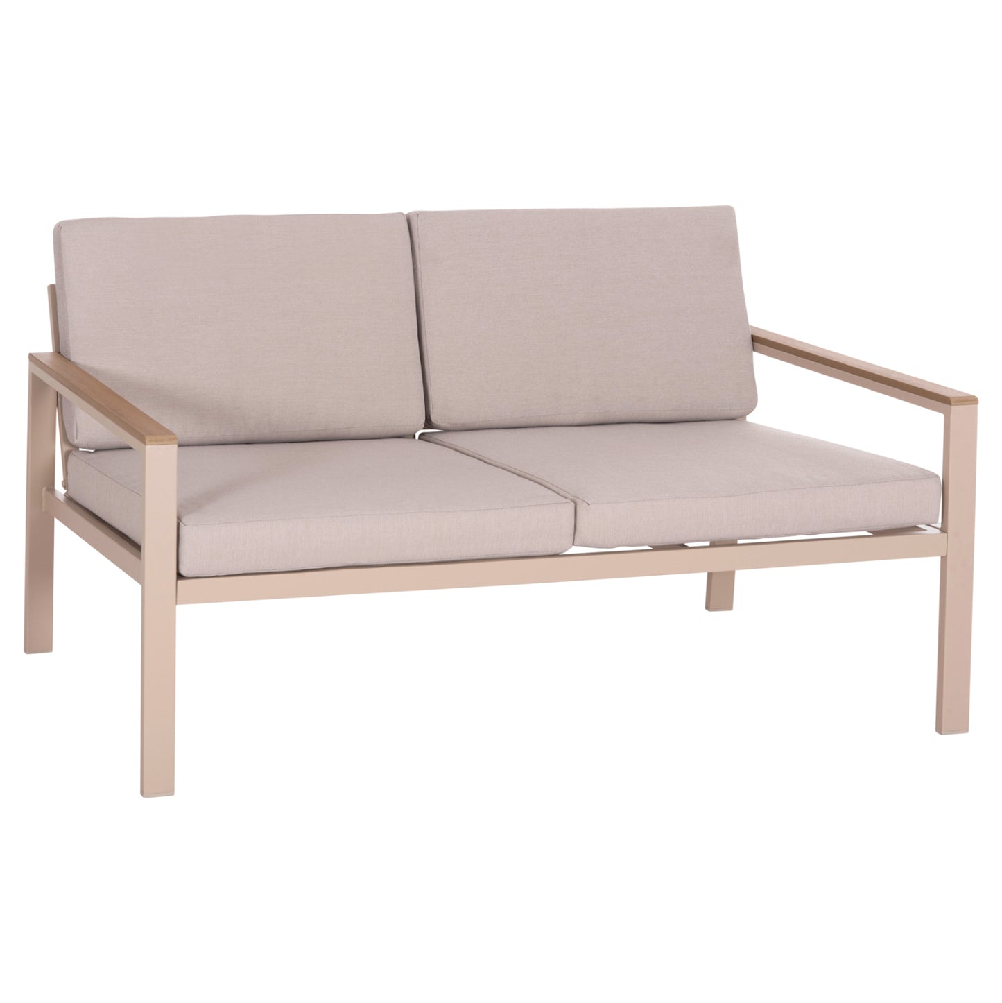 Outdoor 2-seater Sofa Safin Hm6279.04 Aluminum & Cushions In Cappuccino 140x70x77hcm.