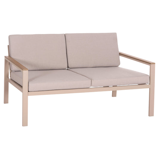 Outdoor 2-seater Sofa Safin Hm6279.04 Aluminum & Cushions In Cappuccino 140x70x77hcm.