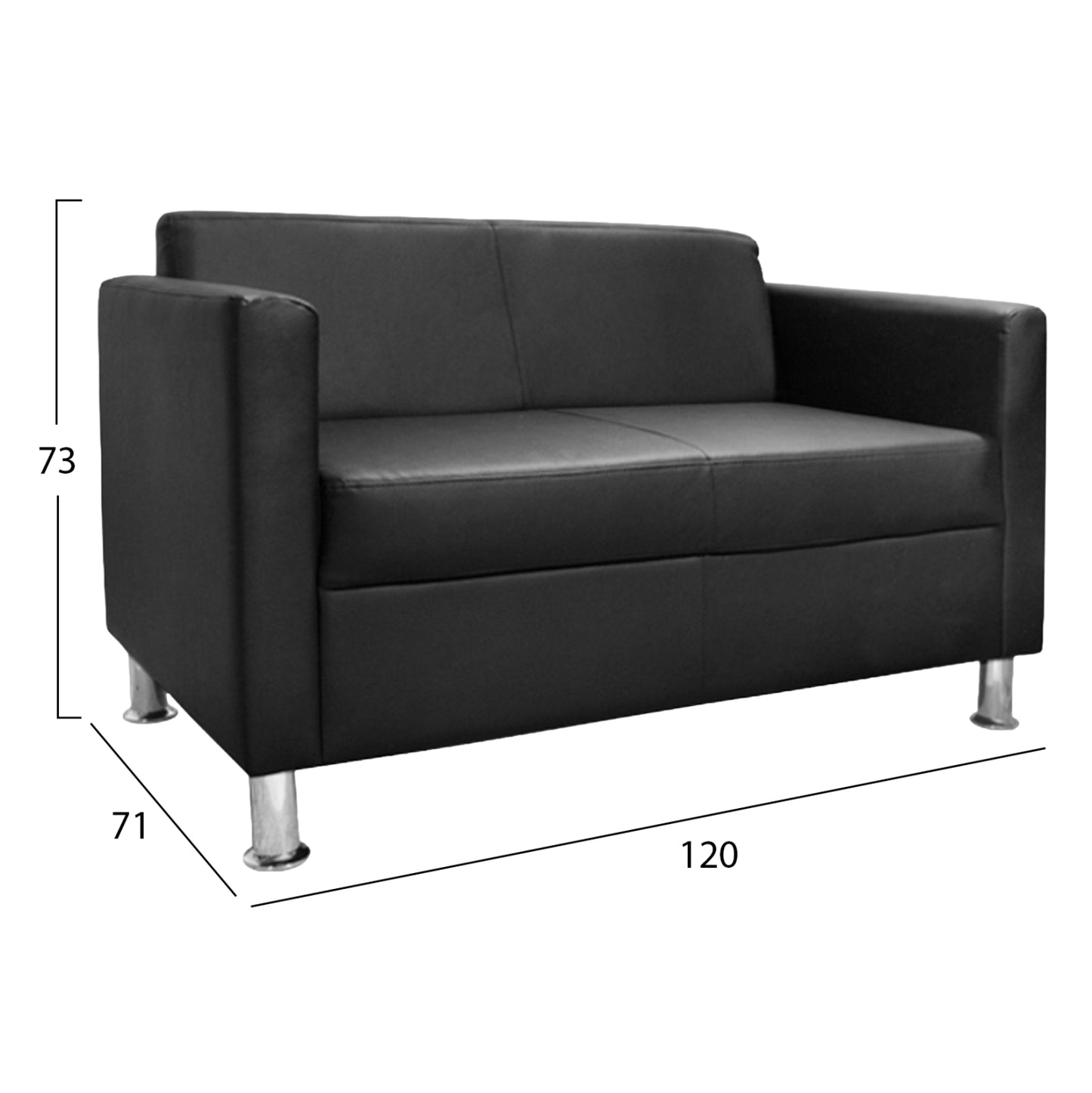Sofa 2 Seater Cubo Pu Black Hm3033.02 120x71x73cm.