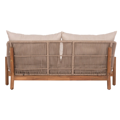 Outdoor Lounge 2-seater Sofa Sanji Hm6220 Acacia Wood-aluminum-rope 168.5x80x82hcm.