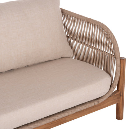 Outdoor Lounge 2-seater Sofa Sanji Hm6220 Acacia Wood-aluminum-rope 168.5x80x82hcm.