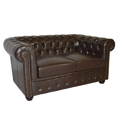 Sofa 2 Seater Chesterfield Type Hm3010.01 Dark Brown Faux Leather 155x90x73 Cm