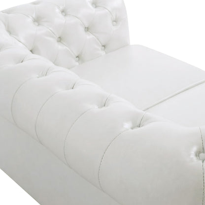 Sofa 2 Seater Chesterfield Type Hm3010.02 White Matte Faux Leather 150x90x70(h)cm