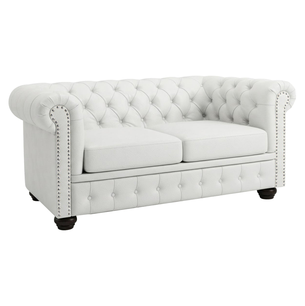 Sofa 2 Seater Chesterfield Type Hm3010.02 White Matte Faux Leather 150x90x70(h)cm