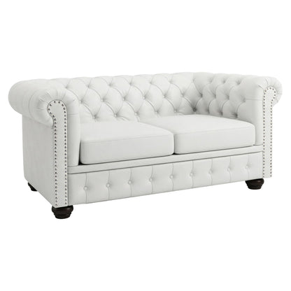 Sofa 2 Seater Chesterfield Type Hm3010.02 White Matte Faux Leather 150x90x70(h)cm