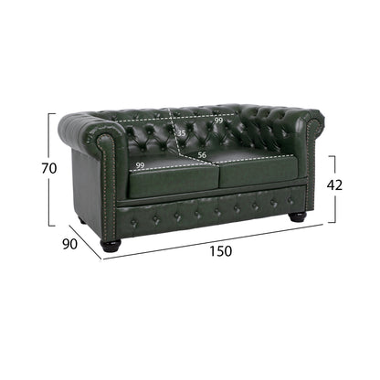 Sofa 2 Seater T.chesterfield Hm3010.08 Pu Cypress Green 150x90x70Ηcm