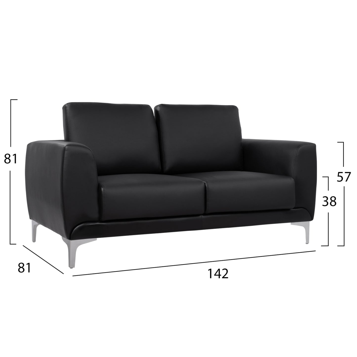 Sofa 2 Seater Kenzie Hm3121.21 With Black Pu 142x81x81 Cm