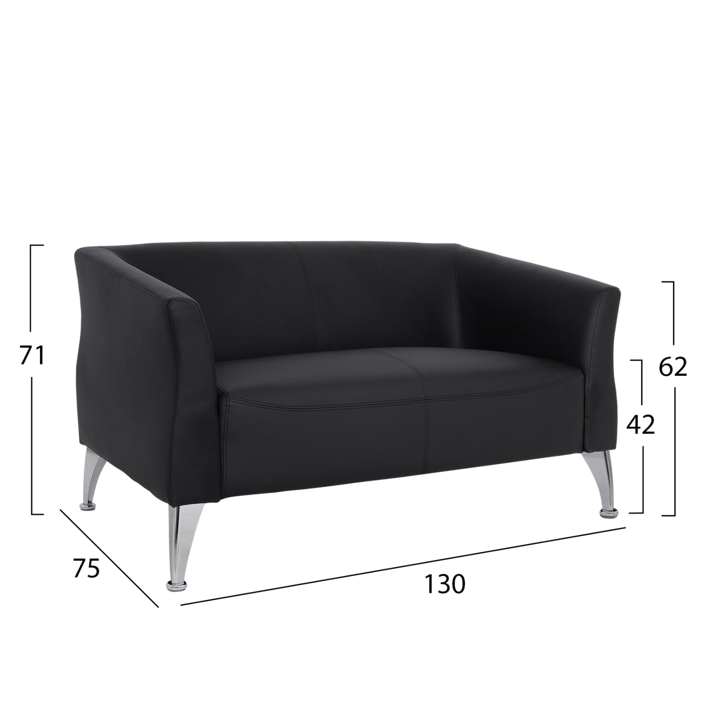 Sofa 2 Seater Kiana Hm3122.21 Black Pu 130x75x71 Cm