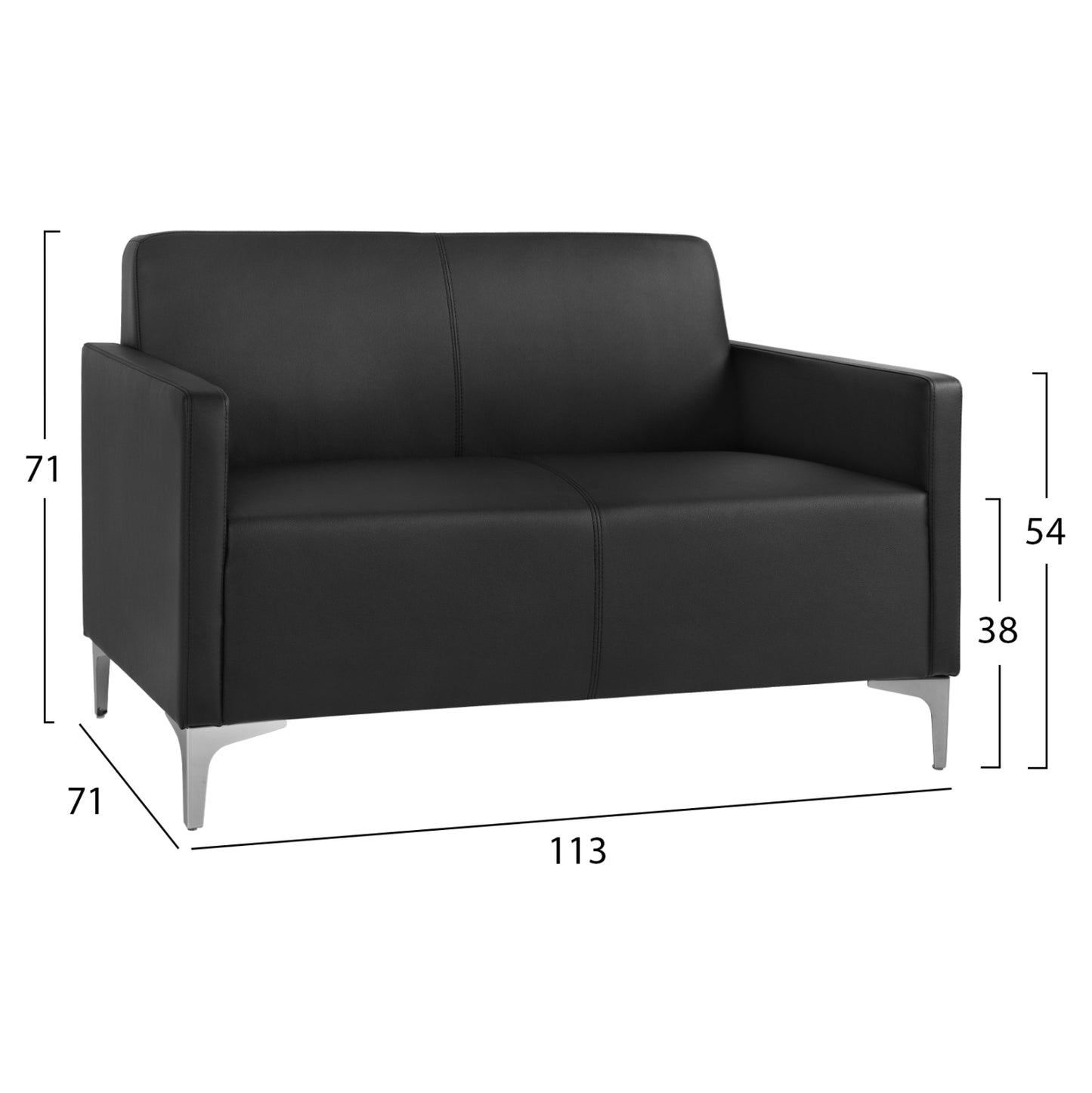 2 Seater Sofa Nellie Hm3159.21 Black Pu 113x71x71cm