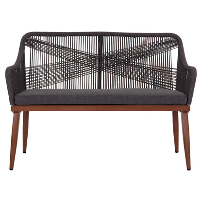 Outdoor Sofa 2-seater Myrtia Hm5550.11 Aluminum In Brown--p.e. Rope In Anthracite 123x61x90hcm.