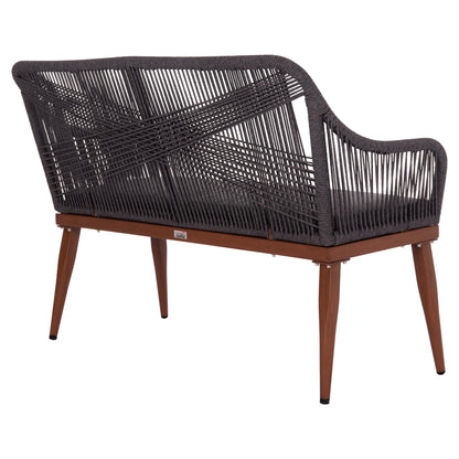 Outdoor Sofa 2-seater Myrtia Hm5550.11 Aluminum In Brown--p.e. Rope In Anthracite 123x61x90hcm.