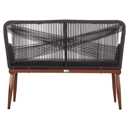 Outdoor Sofa 2-seater Myrtia Hm5550.11 Aluminum In Brown--p.e. Rope In Anthracite 123x61x90hcm.