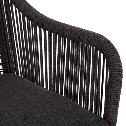 Outdoor Sofa 2-seater Myrtia Hm5550.11 Aluminum In Brown--p.e. Rope In Anthracite 123x61x90hcm.
