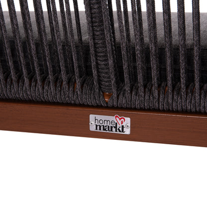 Outdoor Sofa 2-seater Myrtia Hm5550.11 Aluminum In Brown--p.e. Rope In Anthracite 123x61x90hcm.