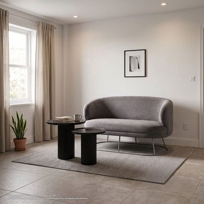Sofa 2 Seater Arien From Velvet Grey With Silver Base Hm8492.01 125Χ80Χ84cm