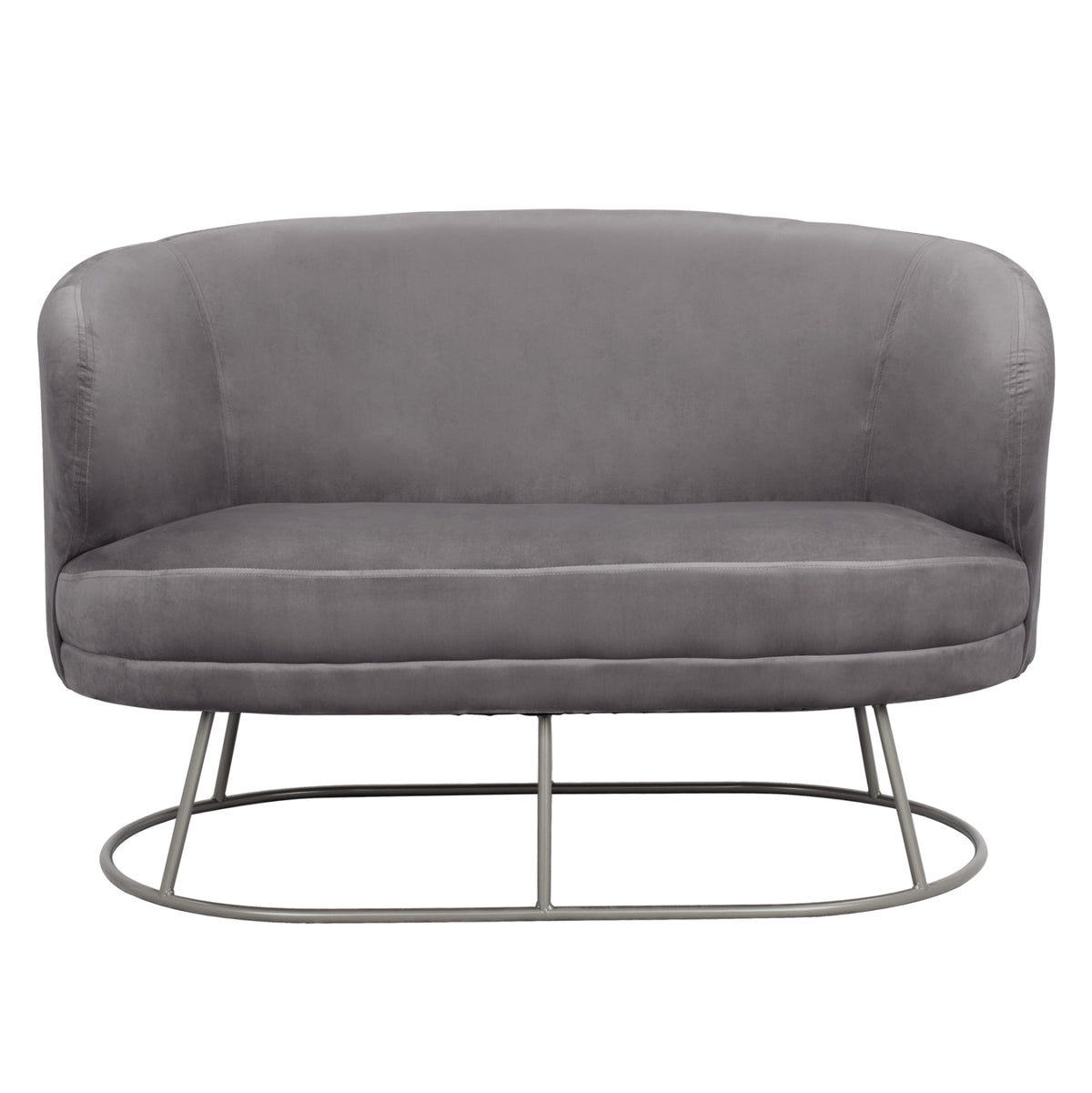Sofa 2 Seater Arien From Velvet Grey With Silver Base Hm8492.01 125Χ80Χ84cm