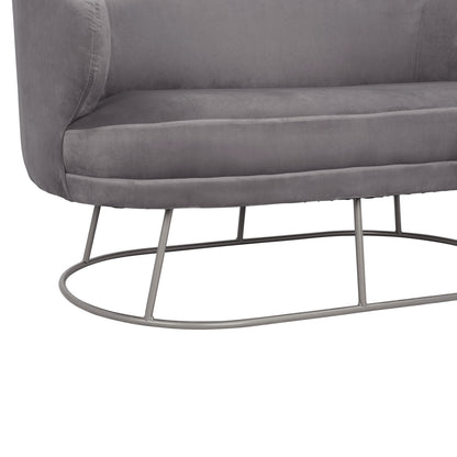 Sofa 2 Seater Arien From Velvet Grey With Silver Base Hm8492.01 125Χ80Χ84cm