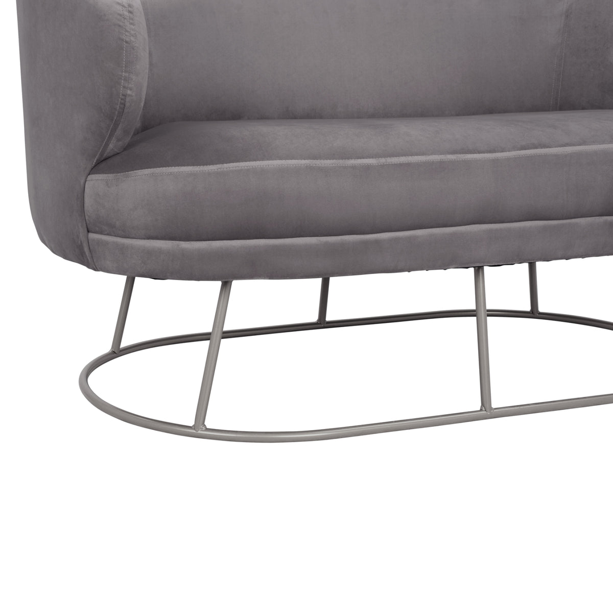 Sofa 2 Seater Arien From Velvet Grey With Silver Base Hm8492.01 125Χ80Χ84cm