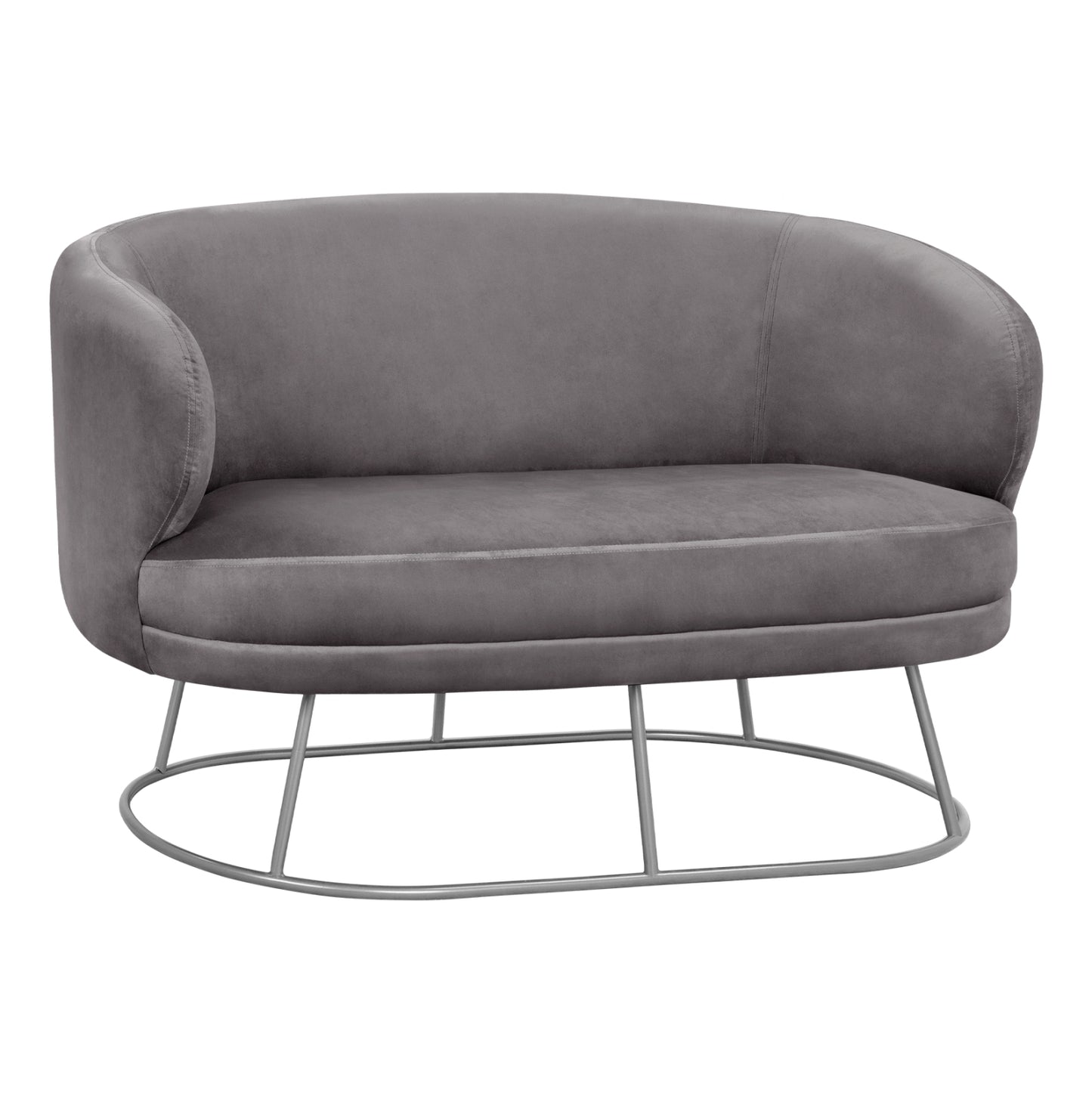 Sofa 2 Seater Arien From Velvet Grey With Silver Base Hm8492.01 125Χ80Χ84cm