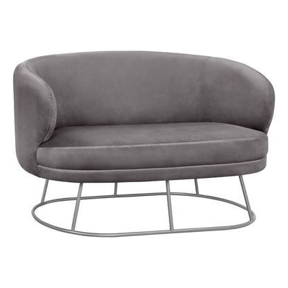 Sofa 2 Seater Arien From Velvet Grey With Silver Base Hm8492.01 125Χ80Χ84cm
