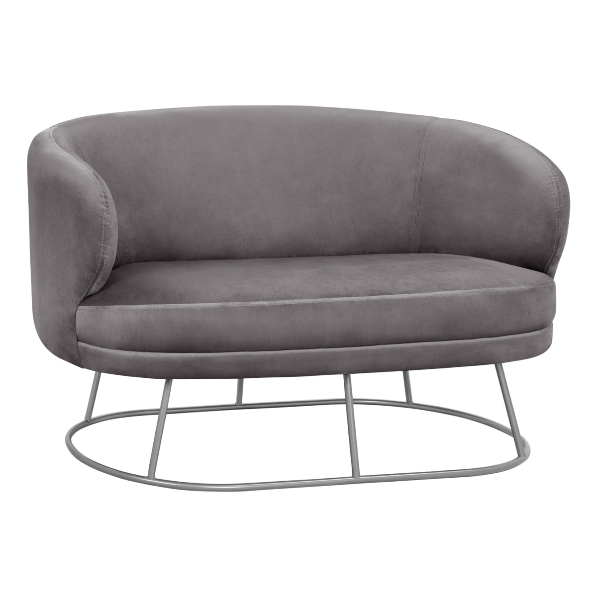 Sofa 2 Seater Arien From Velvet Grey With Silver Base Hm8492.01 125Χ80Χ84cm