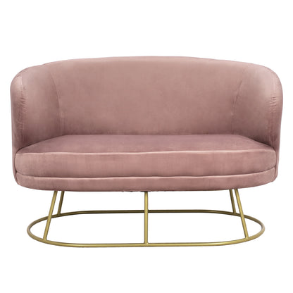 Sofa 2 Seats Hm8492.02 From Velvet Dusty Pink With Golden Base 125x80x84y Cm.