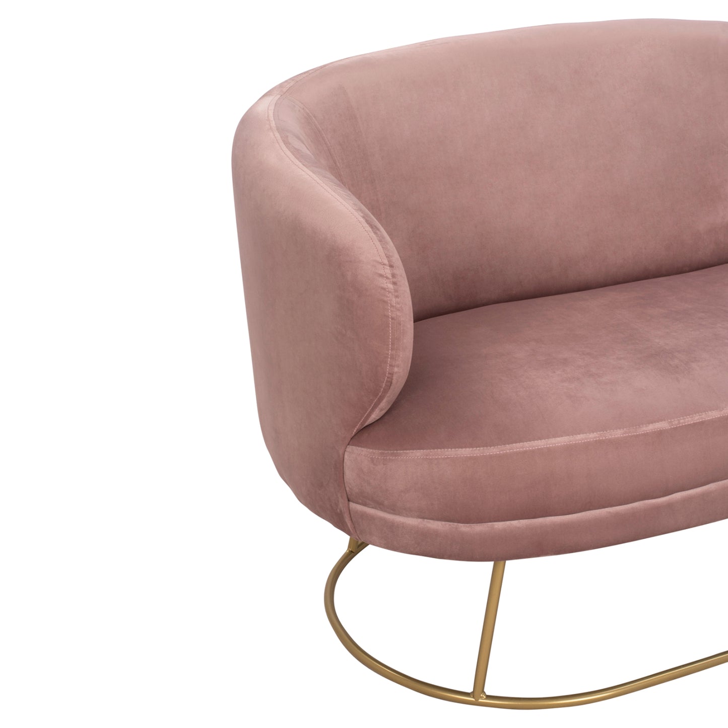 Sofa 2 Seats Hm8492.02 From Velvet Dusty Pink With Golden Base 125x80x84y Cm.