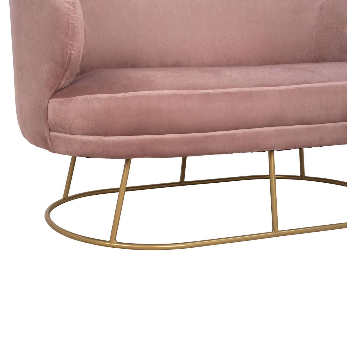 Sofa 2 Seats Hm8492.02 From Velvet Dusty Pink With Golden Base 125x80x84y Cm.