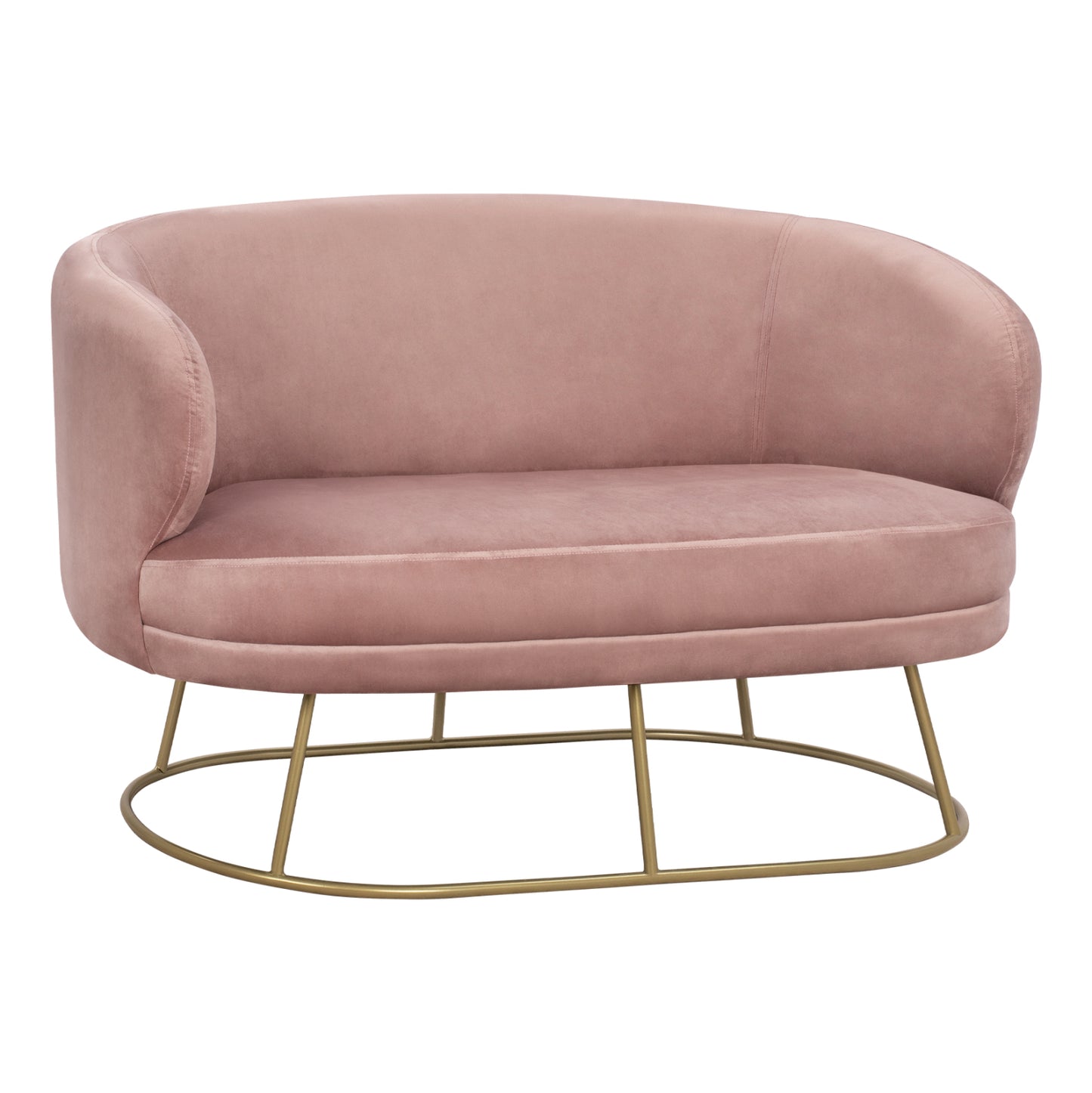 Sofa 2 Seats Hm8492.02 From Velvet Dusty Pink With Golden Base 125x80x84y Cm.