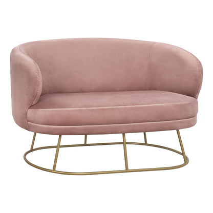 Sofa 2 Seats Hm8492.02 From Velvet Dusty Pink With Golden Base 125x80x84y Cm.
