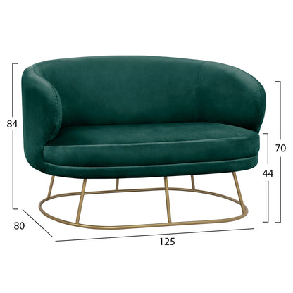 Sofa 2 Seater Arien From Velver Cyppress Green With Gold Base Hm8492.03 125x80x84cm