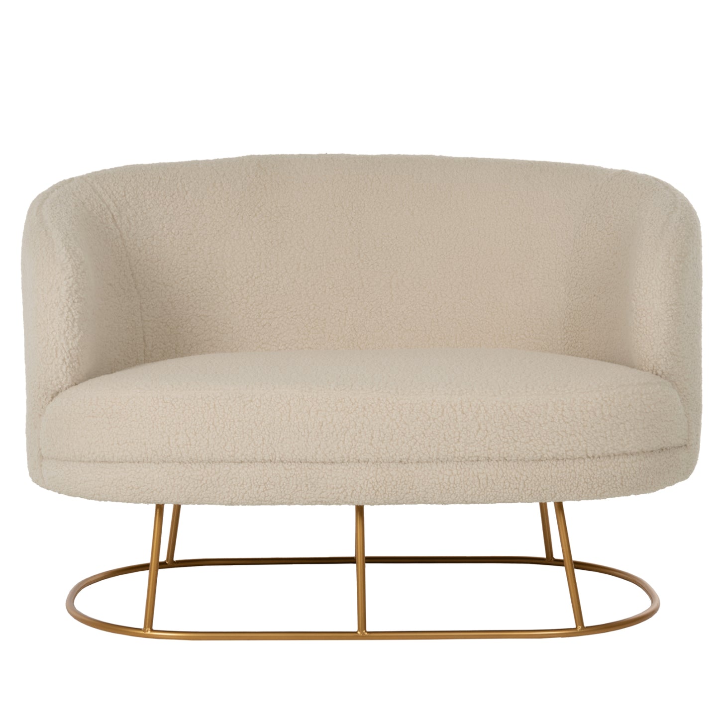 Sofa 2-seater Arien Hm8492.20 Ecru Boucle Fabric And Gold Metal Base 130x75x85hcm.