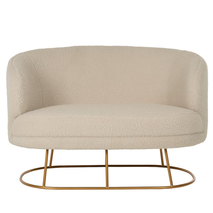 Sofa 2-seater Arien Hm8492.20 Ecru Boucle Fabric And Gold Metal Base 130x75x85hcm.