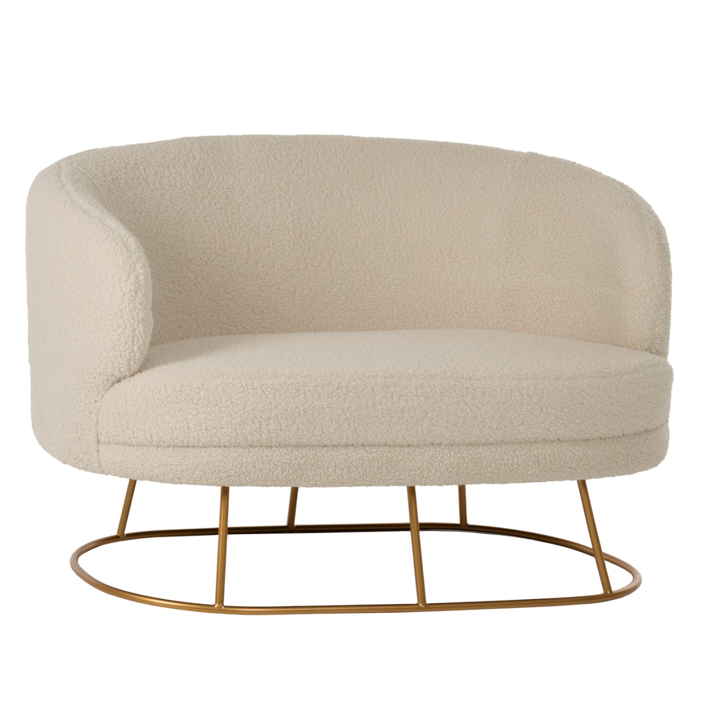 Sofa 2-seater Arien Hm8492.20 Ecru Boucle Fabric And Gold Metal Base 130x75x85hcm.
