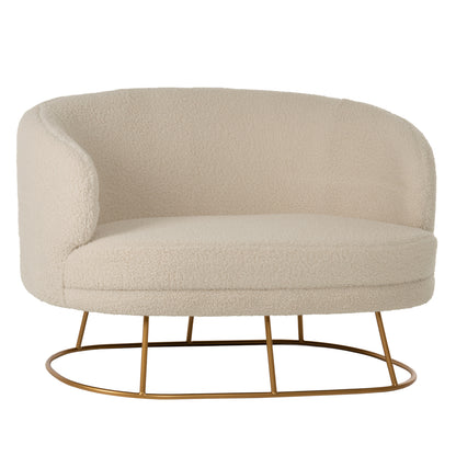 Sofa 2-seater Arien Hm8492.20 Ecru Boucle Fabric And Gold Metal Base 130x75x85hcm.