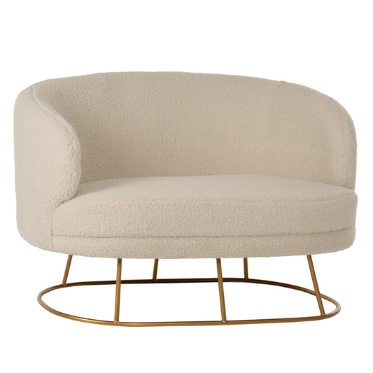 Sofa 2-seater Arien Hm8492.20 Ecru Boucle Fabric And Gold Metal Base 130x75x85hcm.