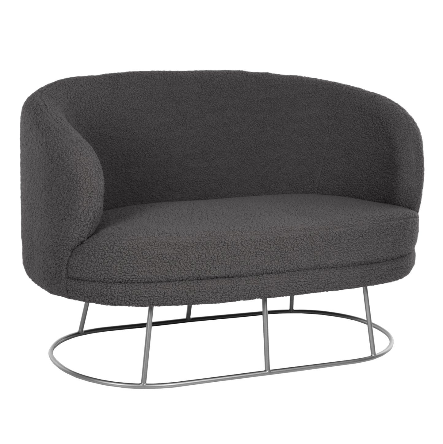 Sofa 2-seater Arien Hm8492.21 Grey Boucle Fabric And Silver Metal Base 130x75x85hcm.