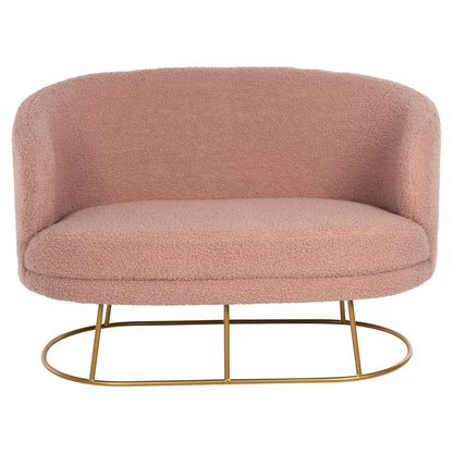 Sofa 2-seater Arien Hm8492.22 Dusty Pink Boucle Fabric And Gold Metal Base 130x75x85hcm.