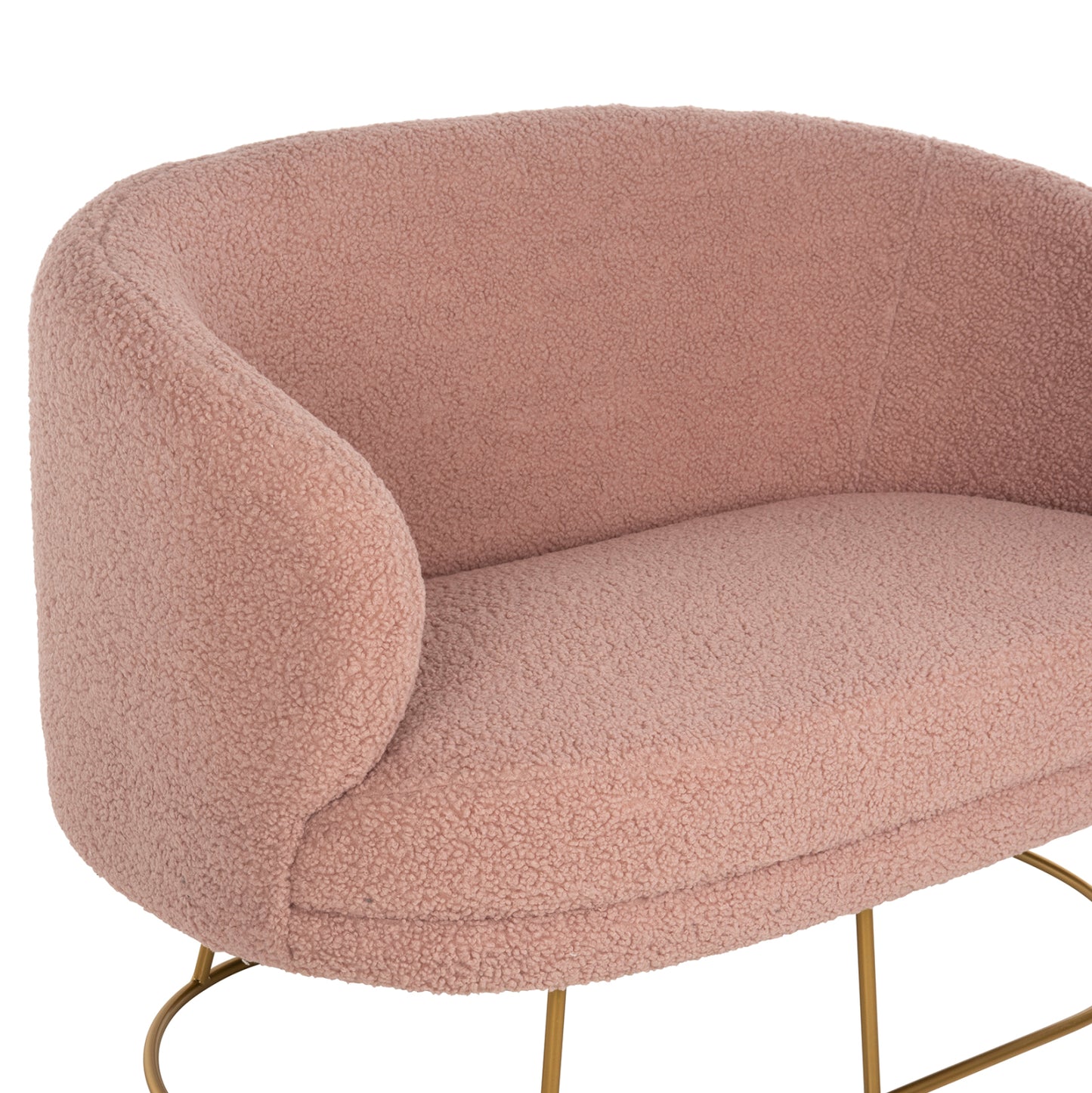 Sofa 2-seater Arien Hm8492.22 Dusty Pink Boucle Fabric And Gold Metal Base 130x75x85hcm.