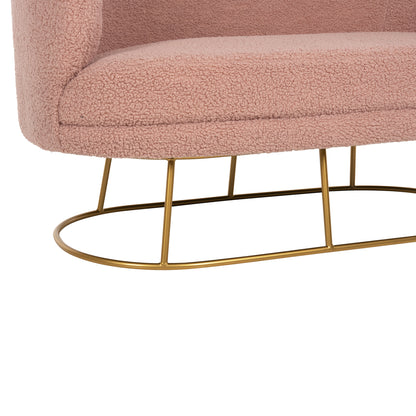 Sofa 2-seater Arien Hm8492.22 Dusty Pink Boucle Fabric And Gold Metal Base 130x75x85hcm.