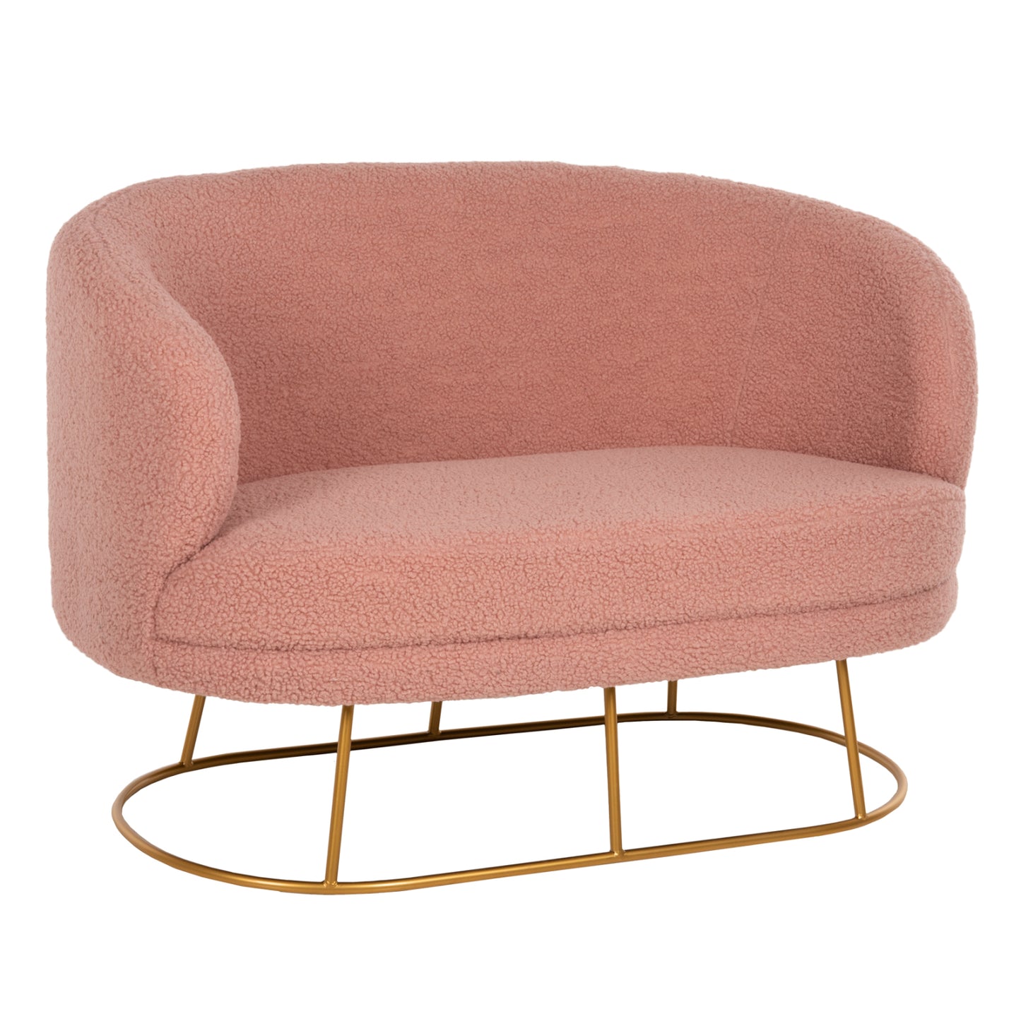 Sofa 2-seater Arien Hm8492.22 Dusty Pink Boucle Fabric And Gold Metal Base 130x75x85hcm.