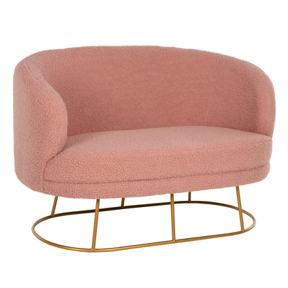 Sofa 2-seater Arien Hm8492.22 Dusty Pink Boucle Fabric And Gold Metal Base 130x75x85hcm.