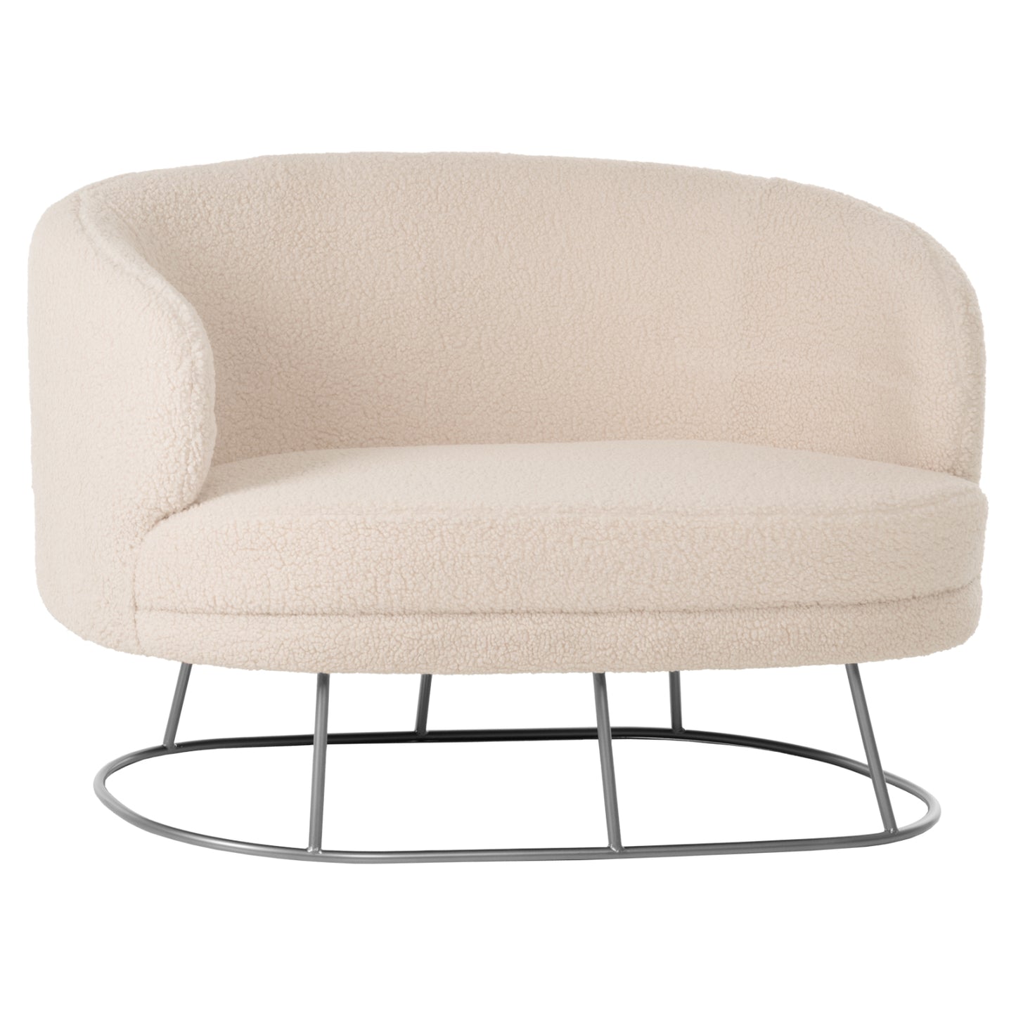Sofa 2-seater Arien Hm8492.23 White Boucle Fabric And Silver Metal Base 130x75x85hcm.