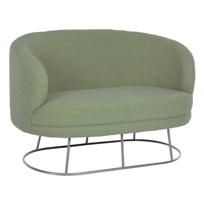 Sofa 2-seater Arien Hm8492.27 Pistachio Green Boucle Fabric And Silver Metal Base 130x75x85hcm.
