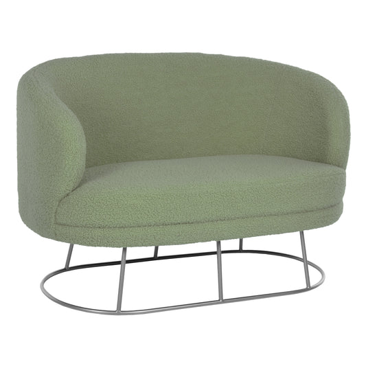 Sofa 2-seater Arien Hm8492.27 Pistachio Green Boucle Fabric And Silver Metal Base 130x75x85hcm.