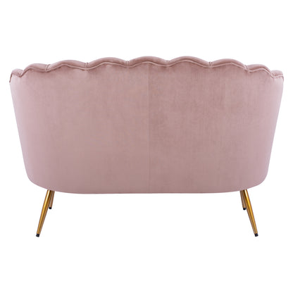 Sofa 2 Seater Coquille Hm8627.02 From Velvet Rotten Apple & Gold Legs 130x81x86cm