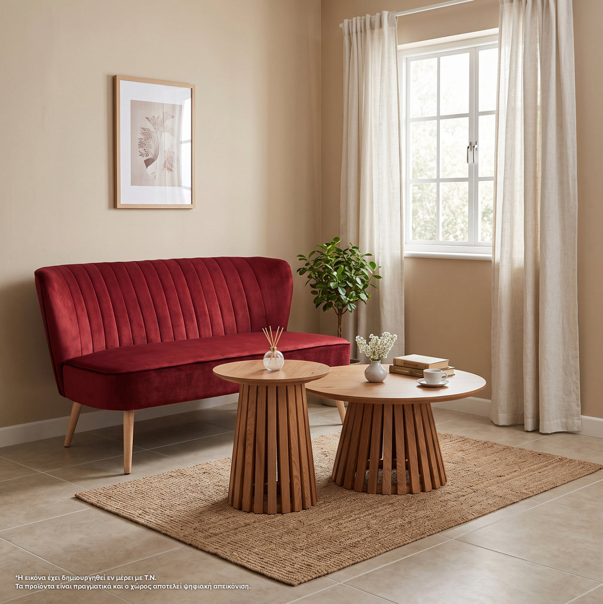 Velvet 2seater Sofa Andy Hm8401.06 In Red Color 128x70x77 Cm.