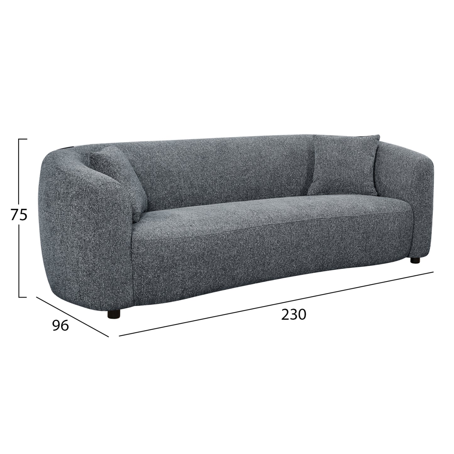 Sofa 3-seater Nord Hm3321.01 Grey Fabric 230x96x75hcm.