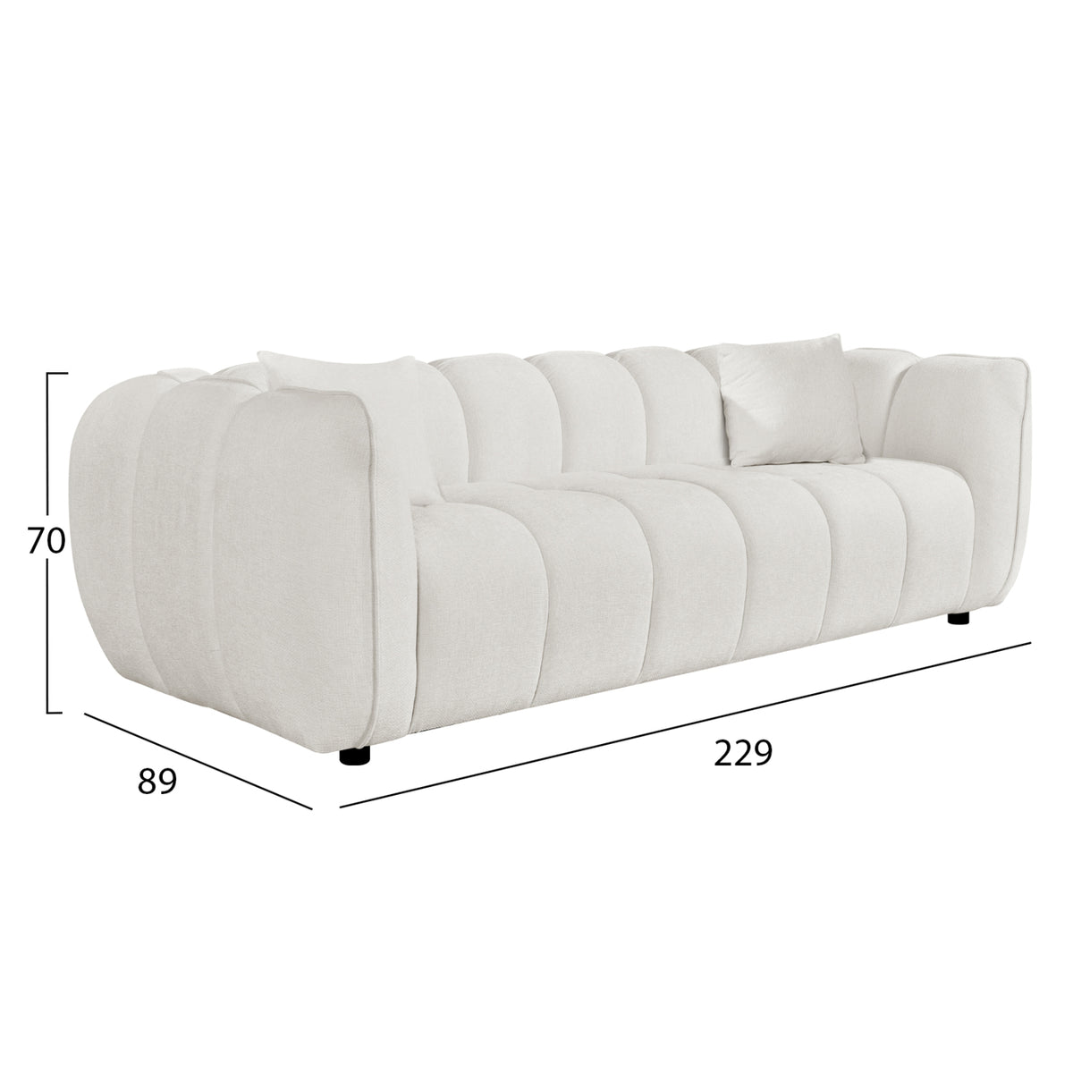 Sofa 3-seater Lykke Hm3323.02 Ecru Fabric 229x89x70hcm.