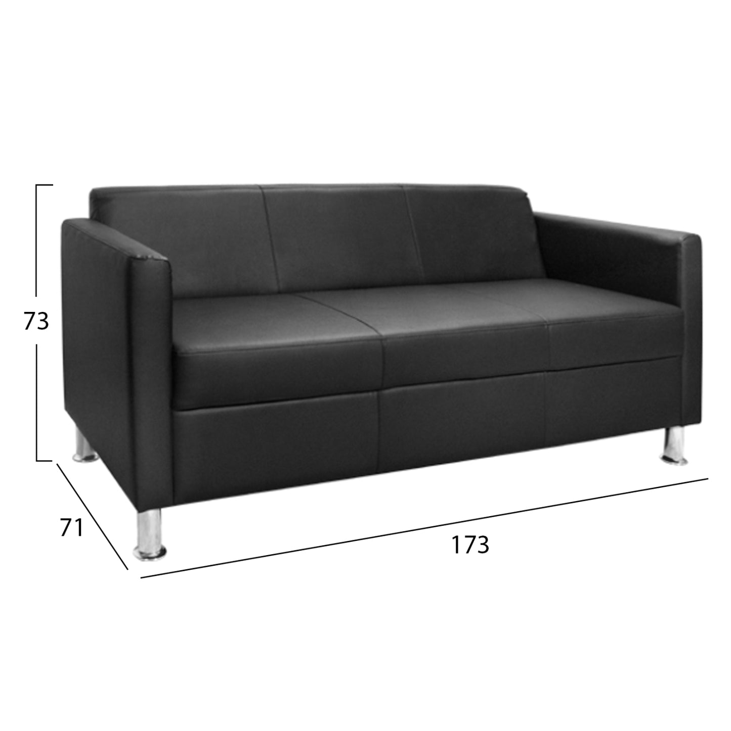Sofa 3 Seater Cubo Pu Black Hm3034.02 173χ71χ73cm.